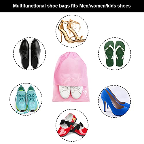 8PCS Travel Shoe Bags with Rope for Men and Women Large Shoes Pouch Organizers (Pink)