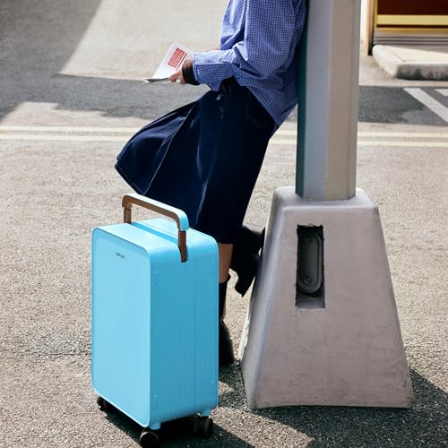 Balance 20" Wide Handle Suitcase Hardside Zipperless Luggage Blue (Clear Sky Blue / Carry-On 20'')