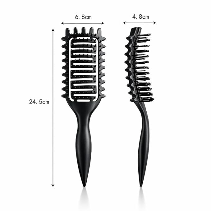Curl Defining Brush,2024 Curly Hair Brush,Vented Hair Brush for Detangling, Shaping and Defining Curls For Women and Men Less Pulling (Solid black)