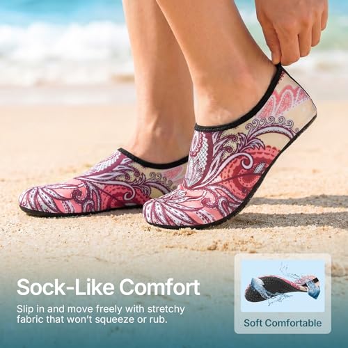 Water Shoes for Women Men Quick (7-8 Women/6-7 Men / Paisley Pink)