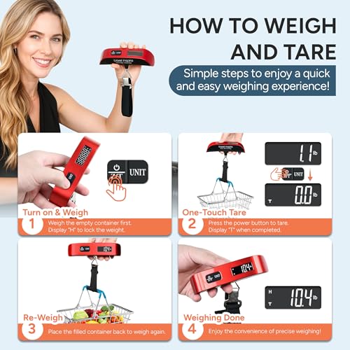 Luggage Scale Digital Suitcase Weight Scale for Travel (Red)