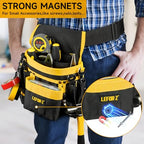 Tool Belt,14-Pockets Tool Belts for Men with Magnetic Tool Pouch (Black&yellow)