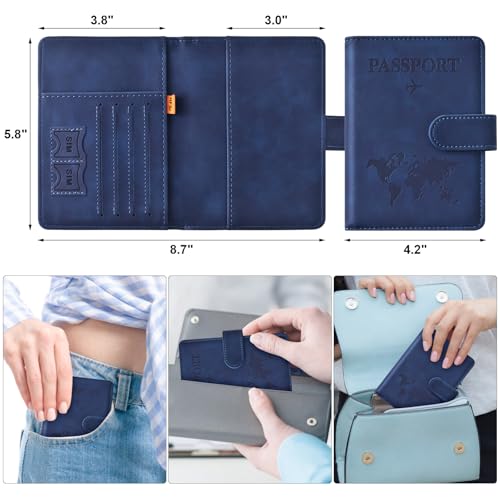 Passport Holder for Travel Essentials (dark blue / Magnetic Clasp)