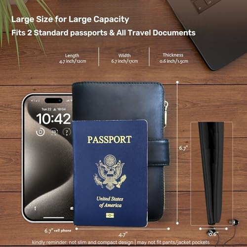 All in One RFID Passport Wallet with Tracker Slot (Black)