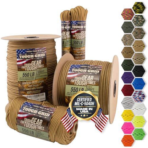 550 Paracord 100% Nylon (Grizzly Brown / 200 Ft.)