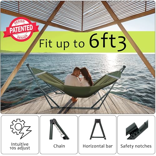 Sturdy Steel Hammock Stand Premium Cotton Canvas Hammock (3. Sage)
