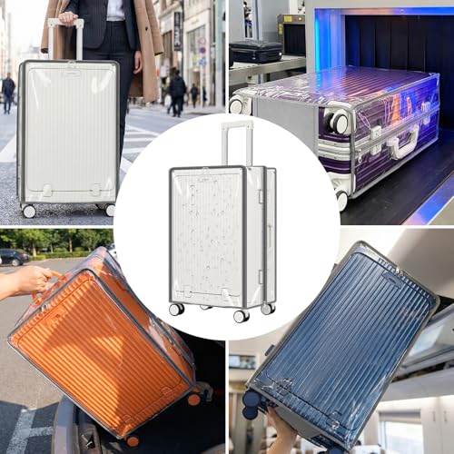 Clear Luggage Cover Protector with Front Pocket Zipper 28 Inch (28inch / 80%clear 20%grey)