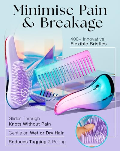 Detangling Comb & Brush Set for Girls (Mermaid)