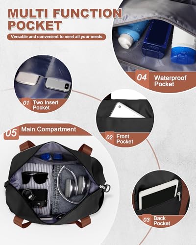 Foldable Duffle Bag For Travel Women Men SA Approved Personal Item Bags (A98-blackbrown-expandable / X-large)