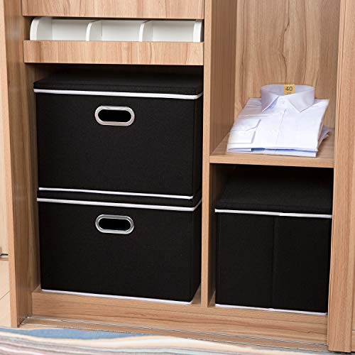 Extra Large Collapsible Storage Bins with Lids [3 (Black / XXL (3-Pack))