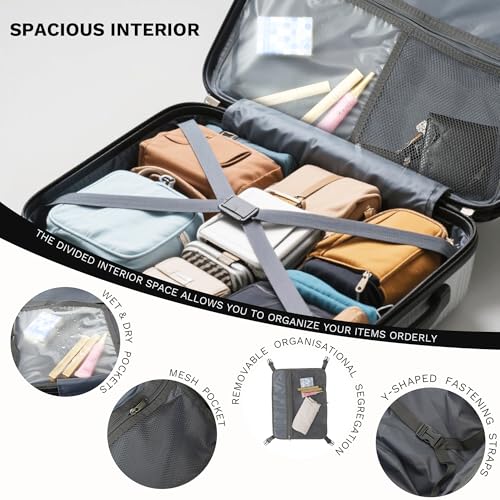 20 inch Carry On Luggage Expandable Top Opening (Grey / 20 Inch (Standard))