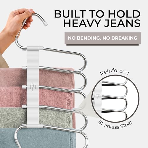 Pants Hangers Space Saving (White / 4 Pack)