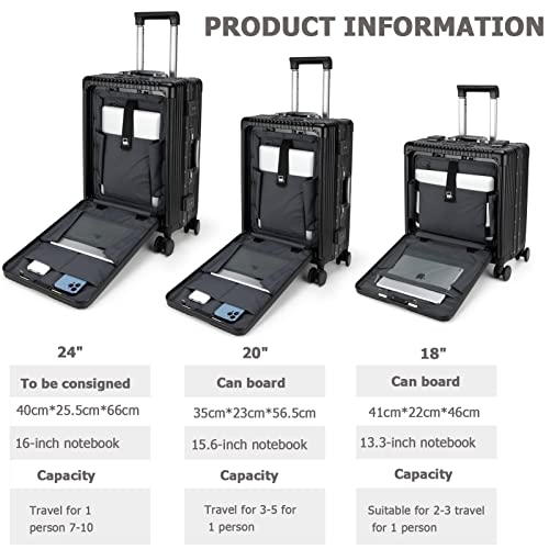 PC Hardside Carry On Luggage (A2-Jet Black (zipperless closure) / 22.5")