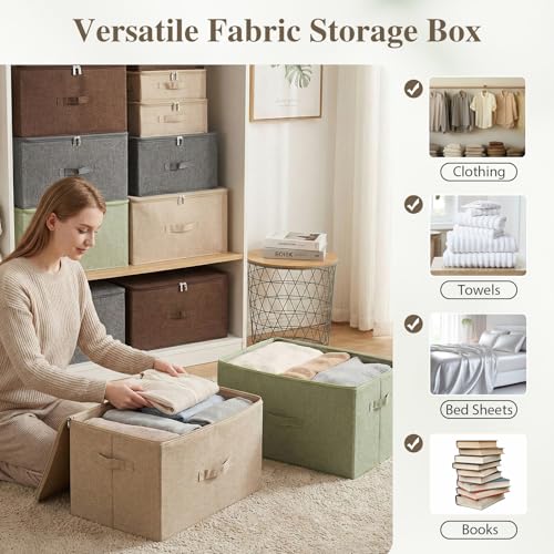 Fabric Storage Bins with Zipper Lids (Coffee / Large (Pack of 1))