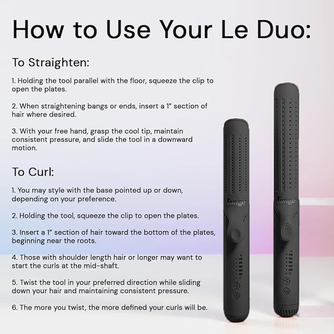 L'ANGE HAIR Le Duo Grande 360° Airflow 2 in 1 Straightener and Curler | 1 Inch Curling Wand & Titanium Flat Iron with 5.3" Plates | Hair Straightener & Curler for Long Hair (Black)