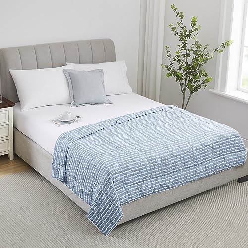 Weighted Blanket (18-blue and White Stripe Pattern / 48" x 72" | 15lbs)