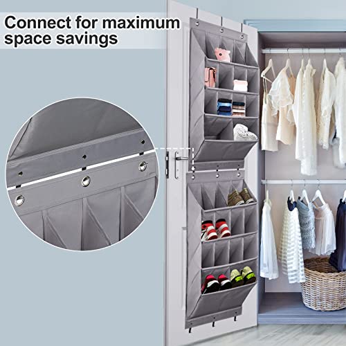 2 Pack Over the Door Shoe Organizers (GREY / 28+ Pairs)