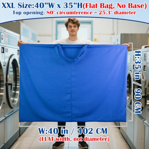 Laundry Bag with Handles & Drawstring Closure (Blue,1pc XXL / XXL 40"Wx35"H┃1 Pack)