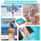 2 Pack Microfiber Beach Towel (2 Pack- Geometry/Leaf / 75”x 35”)