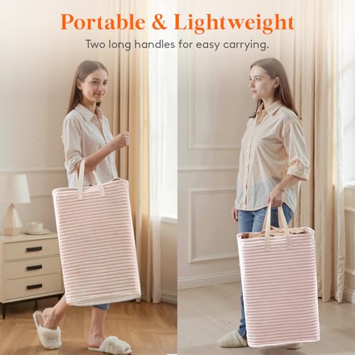 75L Large Collapsible Laundry Basket with Extended Handles (Pink / 75L)