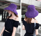 Women Summer Wide Brim Sun Hat Bucket Fishing Hats UV Protection (One Size / Lant001-purple)