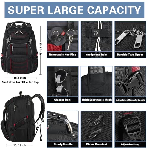18.4 Laptop Backpack for Men (Rfid 18.4 Inch Red)