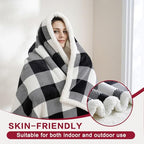 Sherpa Fleece Throw Blanket 80" x 90" Reversible Plush Fluffy Large Big Blanket Lattice Flannel Blankets for All Season Use (Black and White / 80"*90")