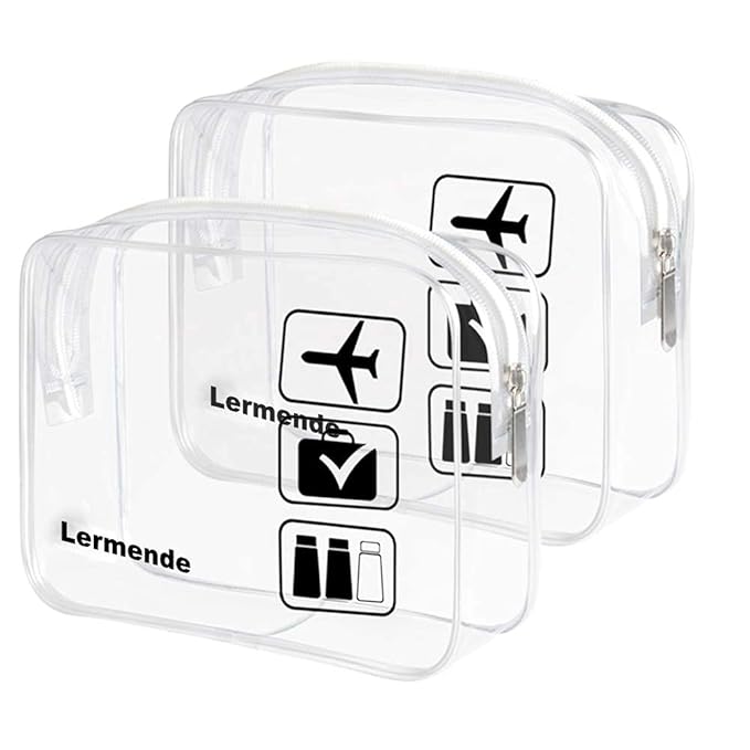 Lermende 2pcs Clear Toiletry Bag TSA Approved Travel Bag, Carry On by Lermende
