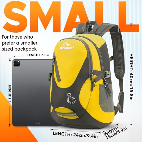 Small Hiking Backpack Women Men 20L Lightweight Travel Backpack Daypack Casual Backpack For Cycling Outdoor Camping (Small / Yellow)