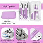 Manicure Set Women's Nail Clipper Set Nail Kit with Travel Case (Purple)