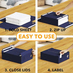 3 Pack Bed Sheet Organizers and Storage (3 Pack / Navy Blue)