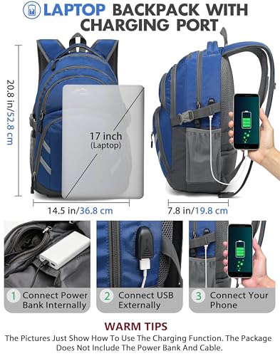 Extra Large Backpack Bookbag for College Laptop Travel (17 Inch / Classic Blue)