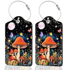 2Pack Luggage Tags for Suitcases (Mushrooms and the Moon)