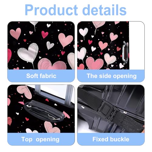 Luggage Cover Washable Suitcase Protector Anti (Heart-2 / S(fits 20-22inch suitcase))