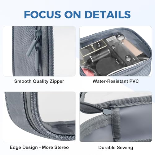TSA Approved Toiletry Bag Clear Quart Size Travel Bags Makeup Bag (Grey / 3 Pack)