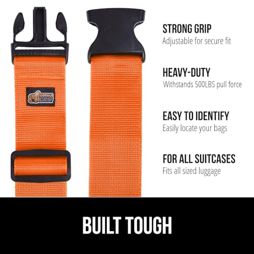 Heavy Duty Luggage Straps for Suitcase (Orange)