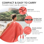Quick Dry Travel Towel with Case & Carabiner (Brickred / 59.00" x 30.00")