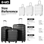 Luggage Set 3 Piece Lightweight Durable Hardshell (Black)