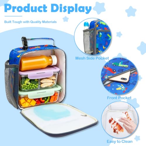 Kids Lunch box Insulated Soft Bag Mini Cooler Back to School Thermal Meal Tote Kit for Girls (Car)