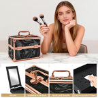 Makeup Train Case (Rose Gold Black)