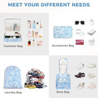 8 Set Packing Cubes Luggage Packing Organizers for Travel Accessories (Blue paisley / 8 Set)