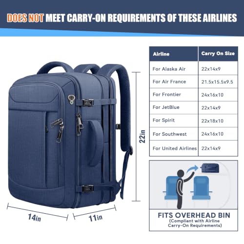 55L Travel Backpack (Blue / 18.4 inch (22"x14"x10"))