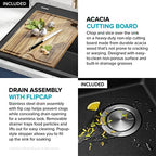 Bellucci 25 inch Granite Workstation Drop In Top Mount Single Bowl Kitchen Sink in Metallic Black with Accessories (25 Inch / Black)