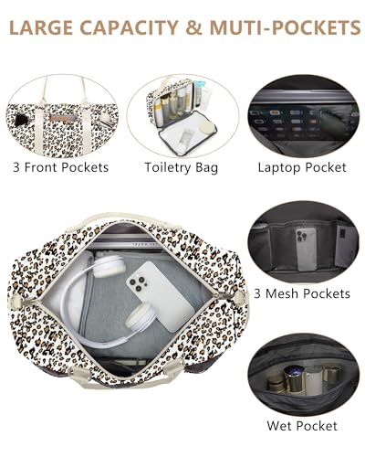 Women Weekender Travel Duffle Bag (12-Leopard Print / Large)