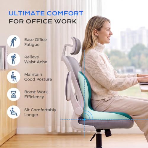 Car Seat Cushion and Lumbar Support Pillow One Piece (Green-a / 1 Piece)