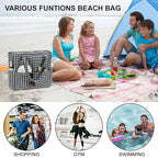 Beach Bags for Women (Black White Checkered-1)