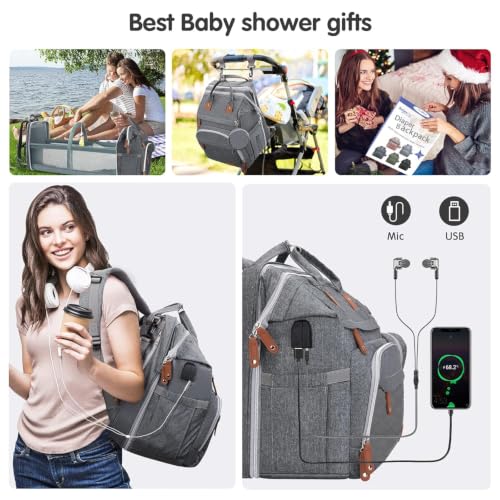 Diaper Bag Backpack (Light Grey)