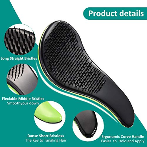 Detangling Hairbrush Detangler 2 Pack for Adults & Kids (2 Pack(Standard) / Green&Pink)