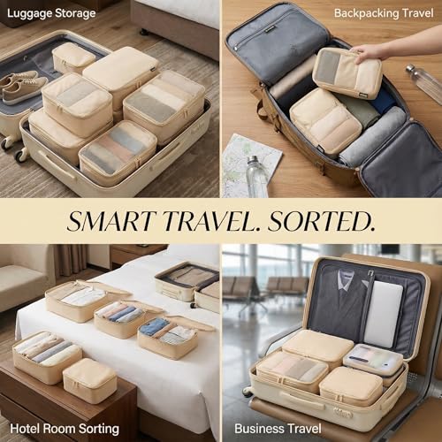 6 Set Compression Packing Cubes for 7 (Mist Khaki / 6 Pack)