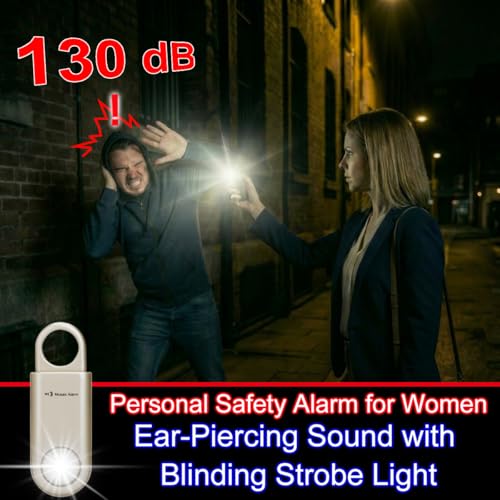 130db Personal Safety Alarm with Ultra Bright Strobe Light. Aqua (Aqua / Button cell)